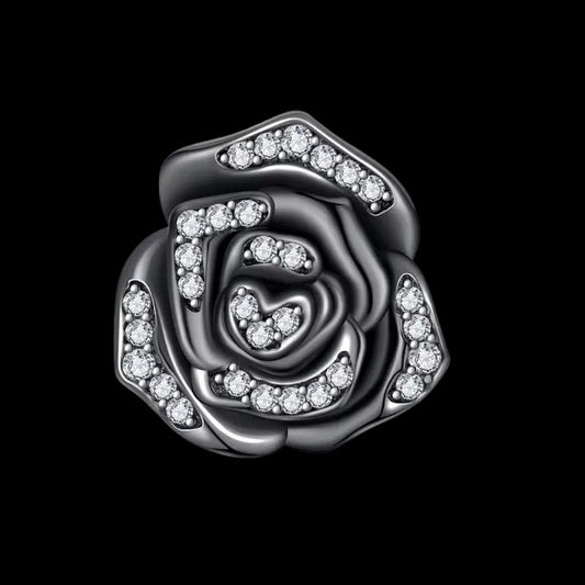 Custom Black Plata 925 Sterling Silver Bracelet Beads Charm Halloween 5A Zircon Gold Plated Diy Jewelry Gothic 3D Flower Charms