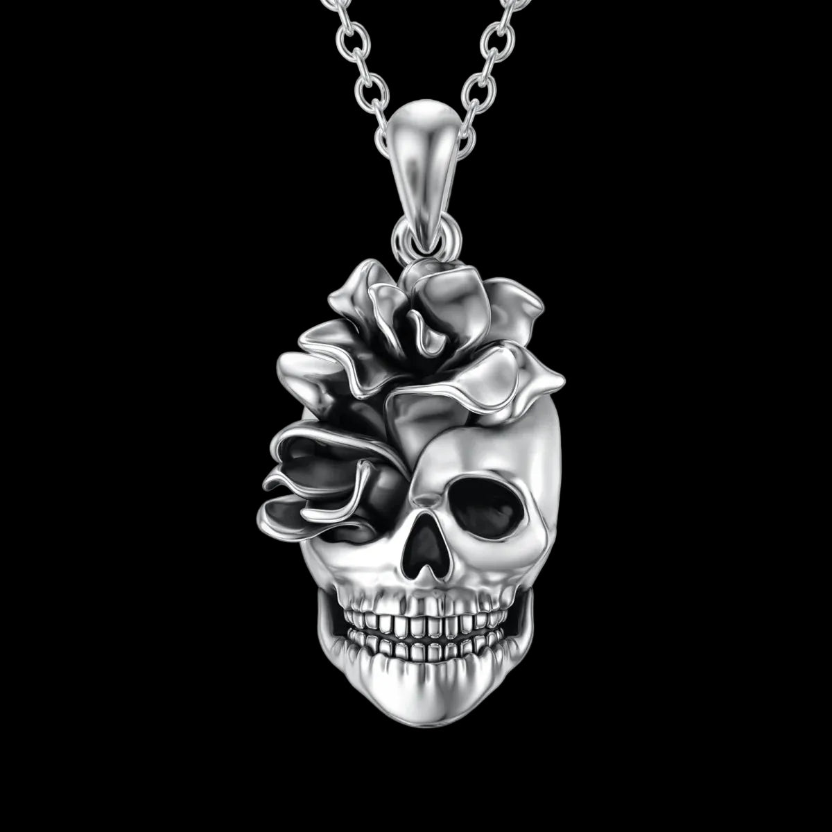 Skull with rose necklace