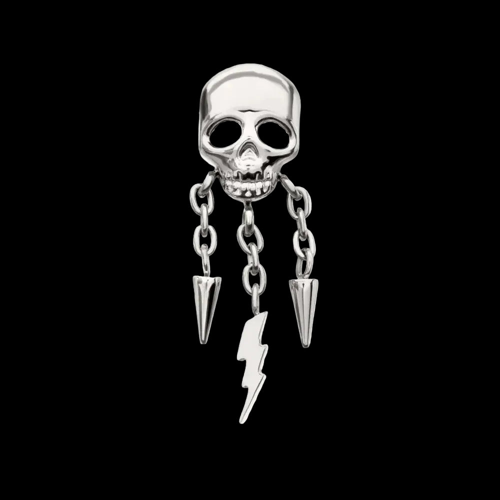 Skull with chains cartilage piercing